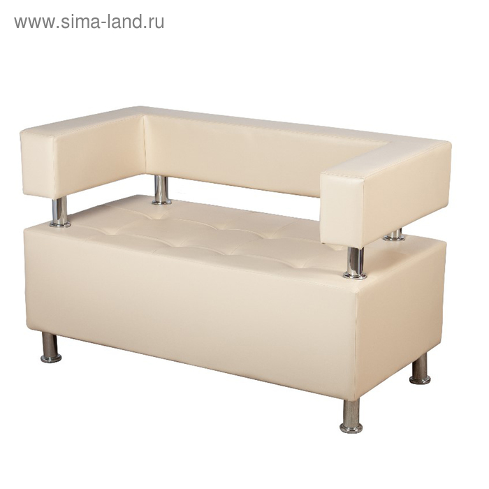 Диван офисный двухместный «Райли», экокожа, цвет бежевый глянец - Фото 1