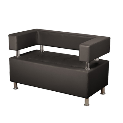 Диван офисный двухместный «Райли», экокожа, цвет чёрный глянец