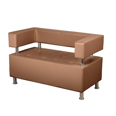 Диван офисный двухместный «Райли», экокожа, цвет коричневый