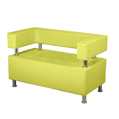 Диван офисный двухместный «Райли», экокожа, цвет лайм глянец