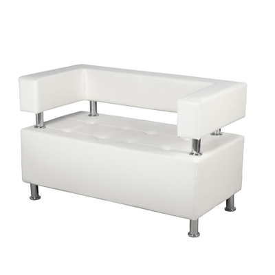 Диван офисный трёхместный «Райли», экокожа, цвет белый глянец