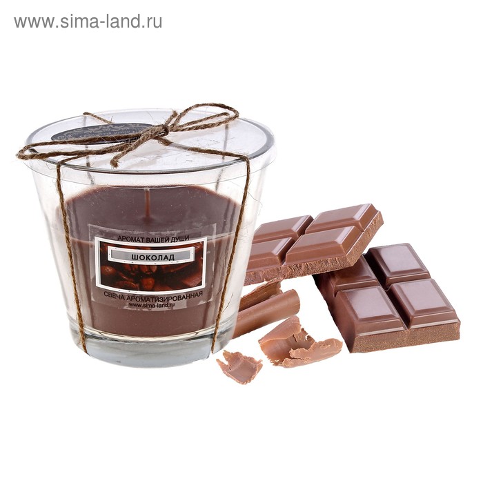 Свеча в большом бокале аромат Шоколад - Фото 1
