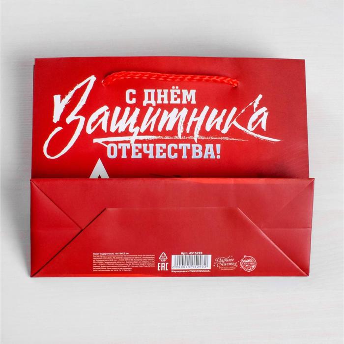 Пакет подарочный ламинированный горизонтальный, упаковка, «С Днем защитника Отечества», L 31 х 40 х 11,5 см - фото 1927546442