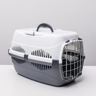 Переноска для животных до 9 кг «Пижон», металлическая дверь, 43×29×27.5 см, бело-серая - Фото 2