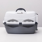 Переноска для животных до 9 кг «Пижон», металлическая дверь, 43×29×27.5 см, бело-серая - Фото 3