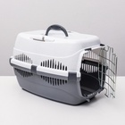 Переноска для животных до 9 кг «Пижон», металлическая дверь, 43×29×27.5 см, бело-серая - Фото 5