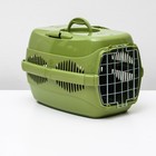 Переноска для животных до 9 кг "Пижон", металлическая дверь, 43 х 29 х 27,5 см, оливковая - Фото 2