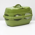 Переноска для животных до 9 кг "Пижон", металлическая дверь, 43 х 29 х 27,5 см, оливковая - Фото 4