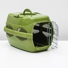 Переноска для животных до 9 кг "Пижон", металлическая дверь, 43 х 29 х 27,5 см, оливковая - Фото 5