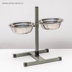 Подставка с мисками, 2×1 л, высота 40 см, разборная, зелёная - Фото 2