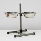 Подставка с мисками, 2×1 л, высота 40 см, разборная, зелёная - Фото 3