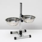 Подставка с мисками, 2 х 2 л, высота 50 см, разборная с верхним фиксатором, хром - фото 807612926