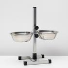 Подставка с мисками, 2 х 2 л, высота 50 см, разборная с верхним фиксатором, хром - фото 804265379