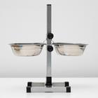 Подставка с мисками, 2 х 2 л, высота 50 см, разборная с верхним фиксатором, хром - фото 807612927