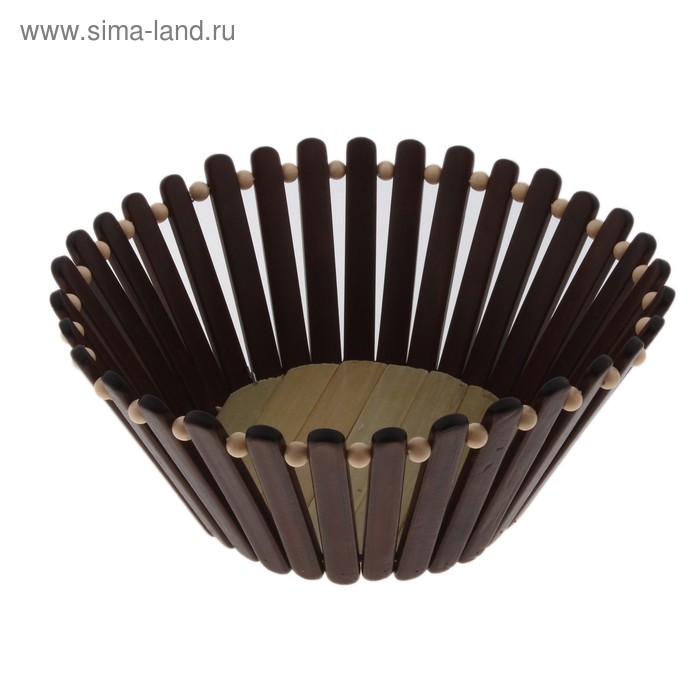 Корзинка для хлеба и фруктов d=22 см "Бусинки венге" - Фото 1