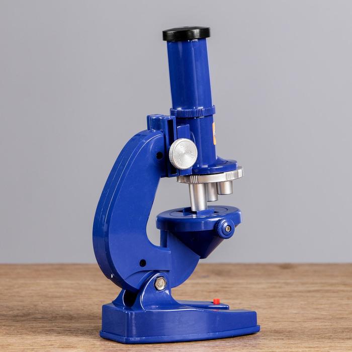 Микроскоп "Биология", кратность увеличения 450х, 200х, 100х, с подсветкой,  синий - фото 1884696247