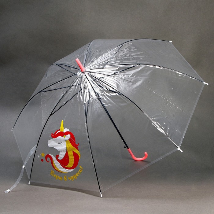 Зонт детский «Верю в чудеса!»‎ прозрачный, d=90см - фото 1883532183
