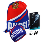 Набор для плавания взрослый ONLITOP Russia: шапочка, беруши, зажим для носа, мешок - фото 3851651