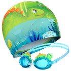 Набор для плавания детский ONLYTOP «Динозаврик»: шапочка, очки, мешок - фото 9562972