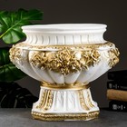 Вазон для цветов «Афина», 4.3 л, 41×34×41 см, гипс, белый, золотистый - Фото 1