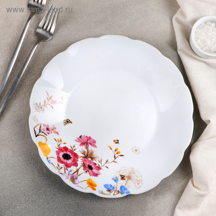 Тарелка обеденная Доляна «Летняя романтика», d=25.4 см, стеклокерамика