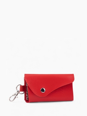 Ключница карманная на кнопке, 7 карабинов, размер 10.5×1.5×6 см, красная