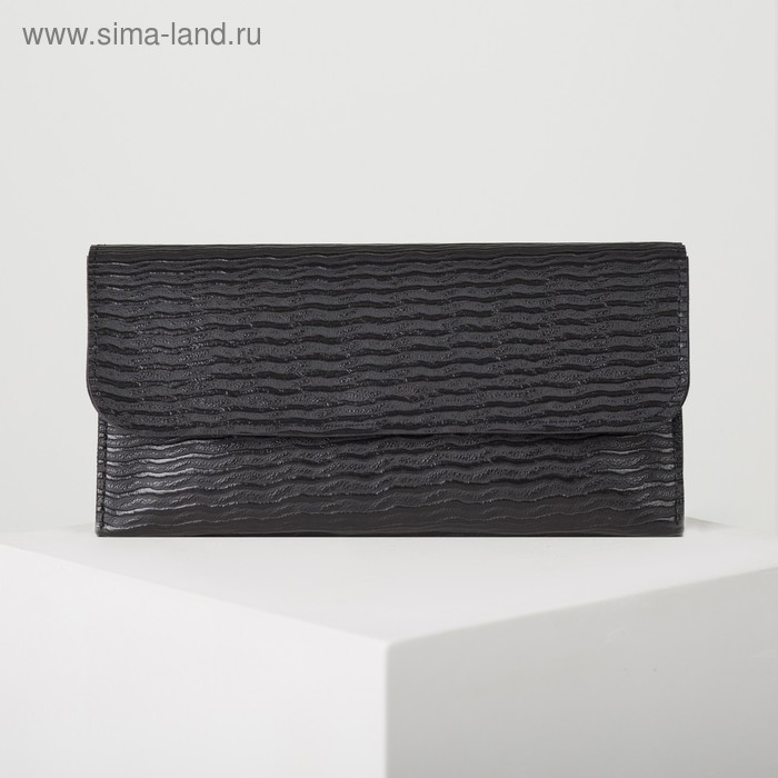 Кошелёк женский, 2 отдела на клапане, цвет чёрный - Фото 1