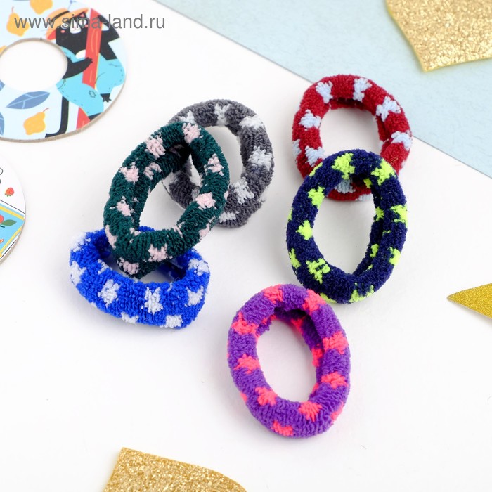 Резинка для волос "Махрушка" 5 см (набор 36 шт) звёздочки, микс - Фото 1