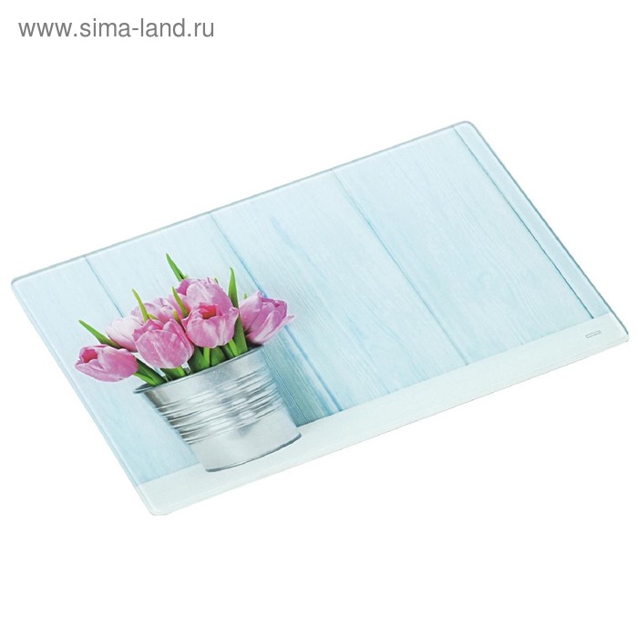 Доска разделочная «Тюльпаны» 30×20×0.4 см, стекло - Фото 1