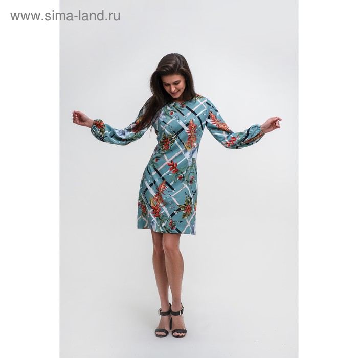 Платье женское MIST, трапеция с длин рукавом, бирюз, р. 40-42