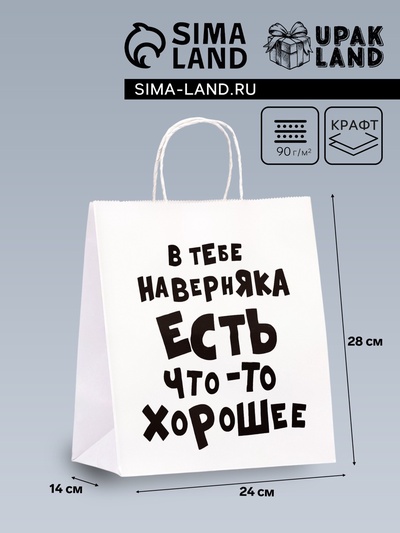 Пакет подарочный «В тебе наверняка есть что - то хорошее», 24×14×28 см, 1 шт.