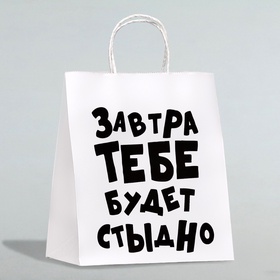 Пакет подарочный «Завтра тебе будет стыдно», 24 х 10,5 х 32 см (комплект 10 шт)