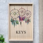 Крючки декоративные дерево «Ловцы снов», ключница настенная, панно, 29.8×19.8×2.7 см 4764214