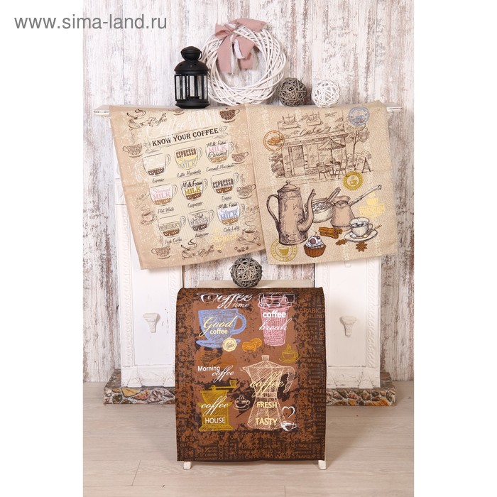 Полотенце «Кофейня», 45×60 см, МИКС, рогожка, 170 г/м², 100% хлопок