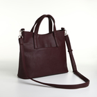 Сумка-тоут, 2 отдела на молниях, наружный карман, длинный ремень, цвет бордовый - фото 24661401