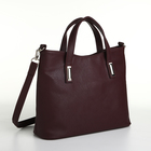 Сумка-тоут, 2 отдела на молниях, наружный карман, длинный ремень, цвет бордовый - фото 24661402