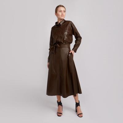 Юбка женская MINAKU: Leather look, цвет коричневый, размер 48