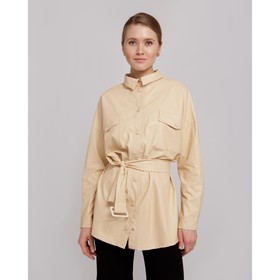 Рубашка женская MINAKU: Leather look, цвет молочный, размер 48  (артикул 4820787)  большой выбор товаров оптом и в розницу по низким ценам с доставкой