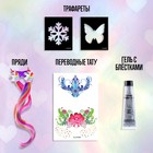 Набор детских татуировок для лица,цветных прядей и блёсток для тела «Принцесса зима и лето» - Фото 3