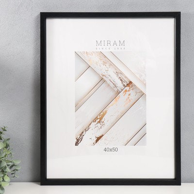 Фоторамка для фото 40×50 см «МИРАМ», пластик, чёрный, (пластиковый экран)
