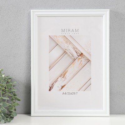 Фоторамка для фото 21×29.7 см (A4) «МИРАМ», пластик, белый