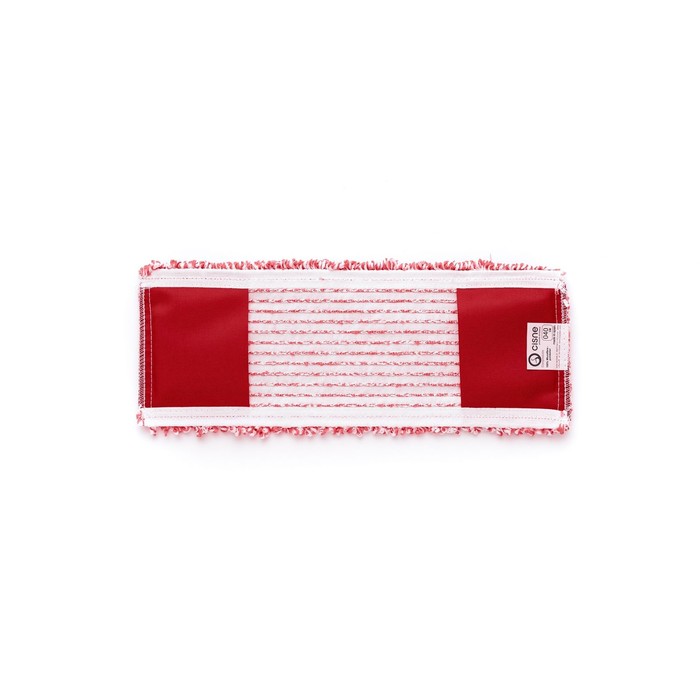 Насадка для швабры, плоская микрофибра, цвет красный/белый, 40 см, комплект с держателем - фото 1908545150