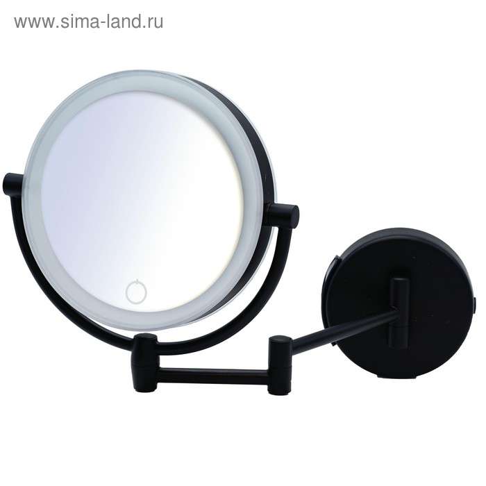 Зеркало косметическое подвесное Shuri RIDDER, LED, сенсор, USB, цвет чёрный, 1х/5х-увеличение - Фото 1