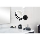 Зеркало косметическое подвесное Shuri RIDDER, LED, сенсор, USB, цвет чёрный, 1х/5х-увеличение - Фото 2