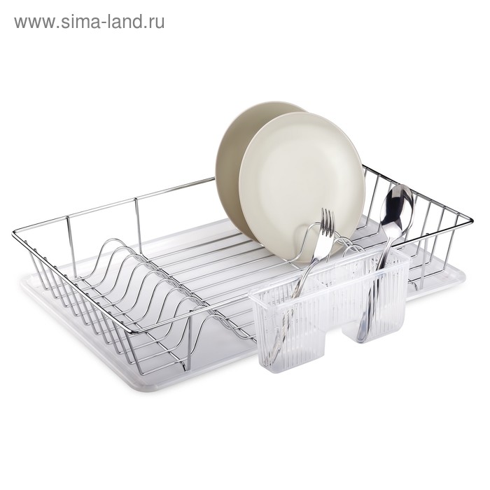 Сушилка для посуды и приборов, с поддоном, цвет хром, KB003 - Фото 1