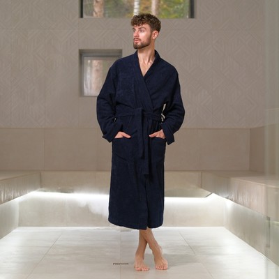 Халат махровый мужской «Лучший муж», размер 56-58, синий