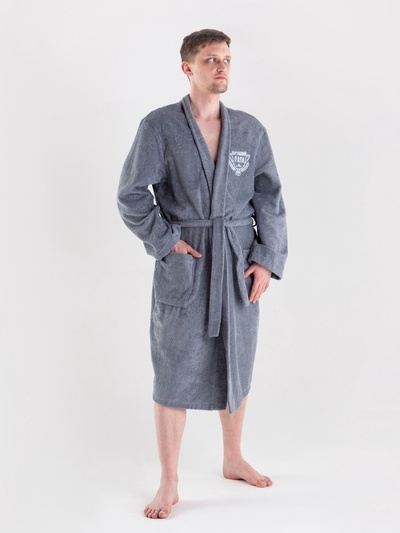 Халат махровый мужской «Этель. Лучший папа», размер 52-54, серый