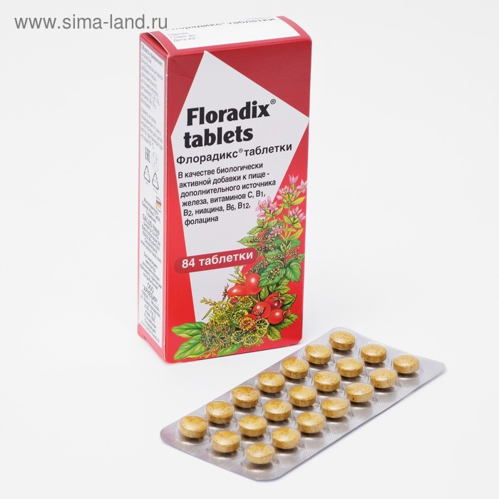 Бальзам «Флорадикс» источник железа, витаминов С, В1, В2, ниацина, В6, В12, 84 таблетки - Фото 1