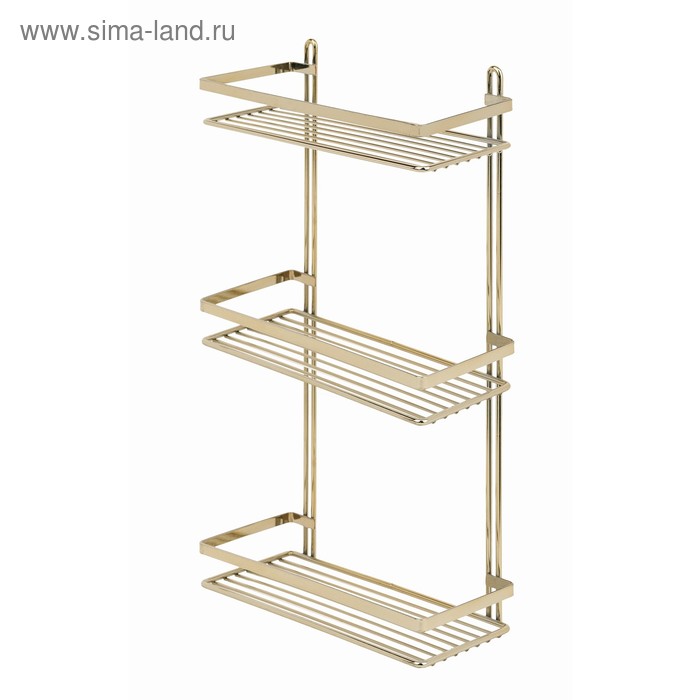 Полка в ванную прямая, размер 25х12х46 см, цвет золотистый - Фото 1