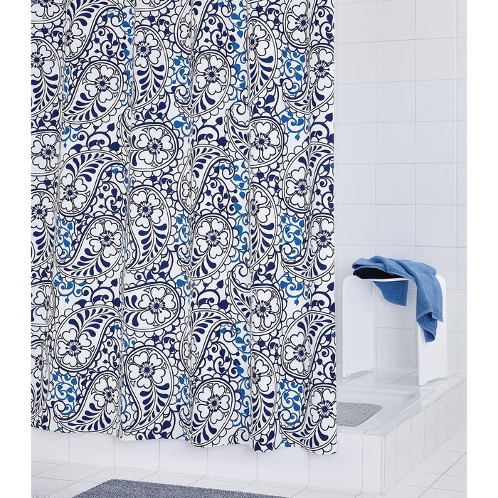 Штора для ванных комнат Oriental, цвет синий/голубой, 180х200 см